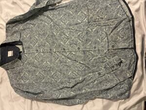 J.B. Holt Mens Shirt Large Long Sleeve Button-Down Teal Kaleidoscopic Paisley